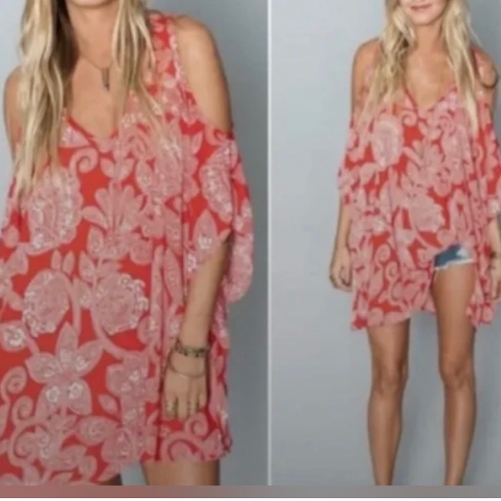 Floral Red Swim Cover-Up